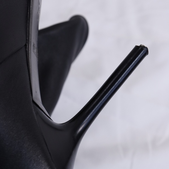 Paolini Designer Leather pointed toe high heel black over the knee boots US 8 - Picture 14 of 16